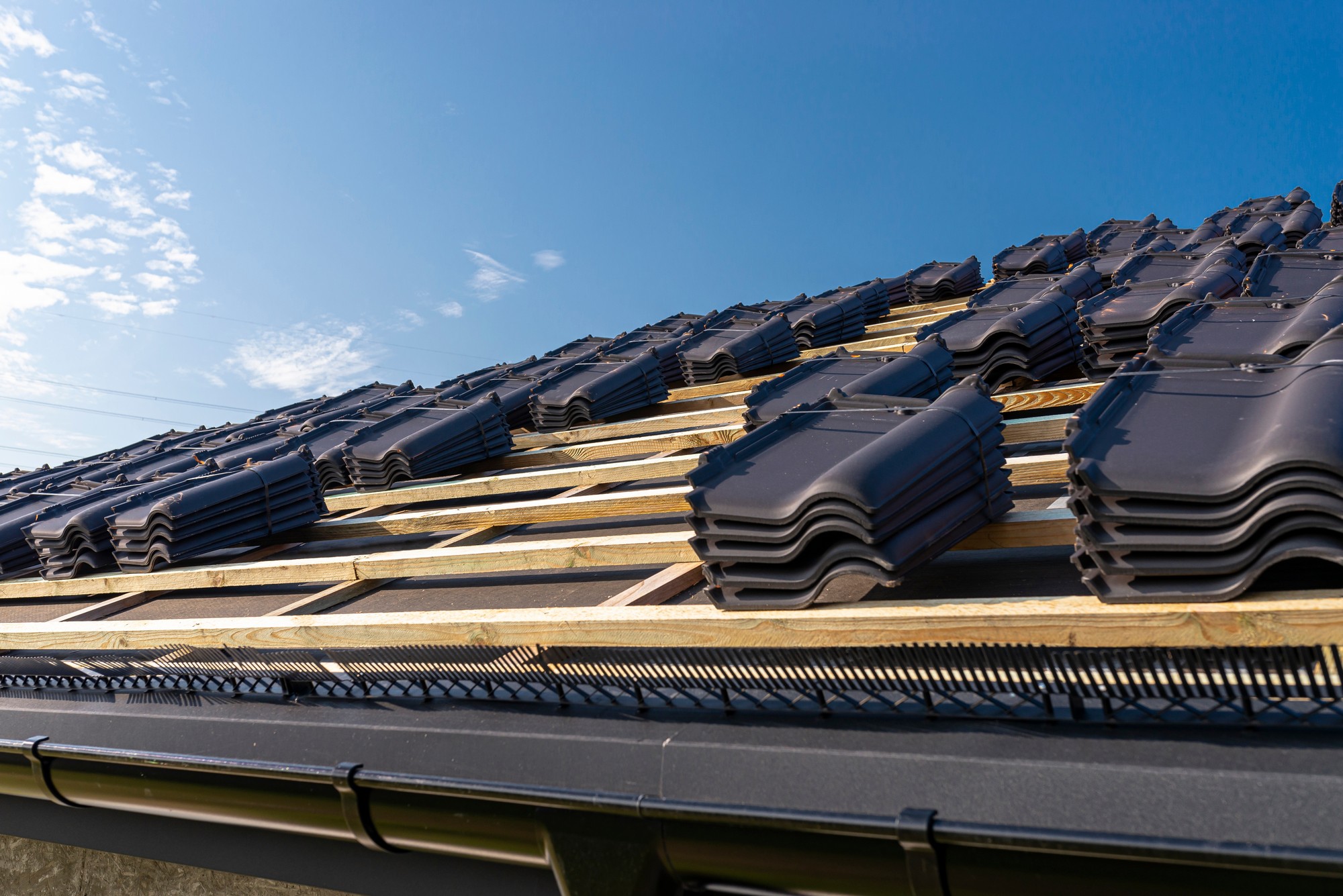 Roof Ceramic Tile Arranged In Packets On The Roof 2022 11 10 18 00 39 Utc