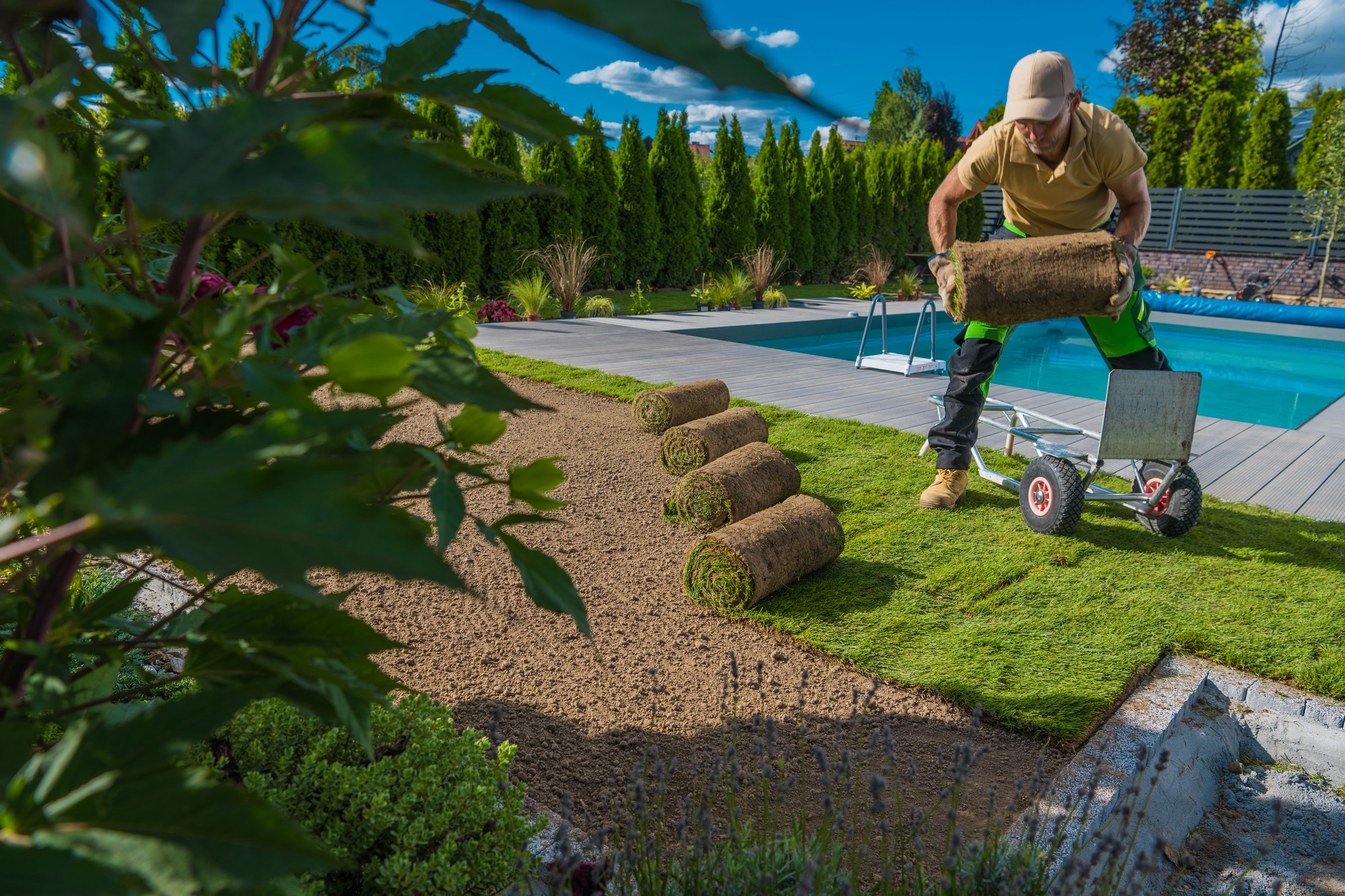 Landscaping Worker Installing Fresh Lawn Made From 2023 04 26 21 08 03 Utc